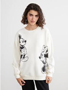 XSIDE Mickey And Minnie Mouse Printed Oversize Women's Sweatshirt