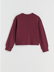 LCW Kids Mürdüm Bisiklet Yaka Baskılı Kız Çocuk Sweatshirt