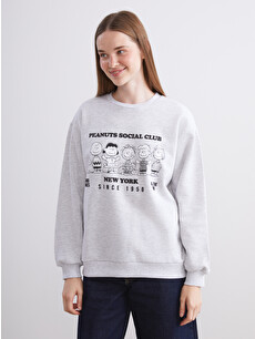 XSIDE Snoopy Baskılı Oversize Kadın Kalın Sweatshirt - W58285Z8