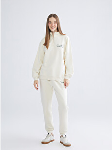 XSIDE Funnel Neck Embroidered Oversize Women's Thick Sweatshirt