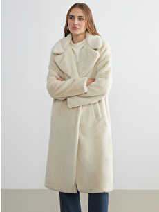 LCWAIKIKI Classic Jacket Neck Women's Fur Overcoat - W58755Z8-FF7