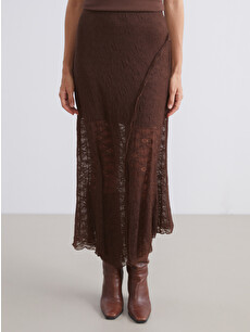 LCW Vision Elastic Waist Lace Crochet Skirt - W5DV48Z8-JTW | LC