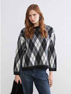 XSIDE Argyle Pattern Oversize Women's Knitwear Sweater - W5EV04Z8