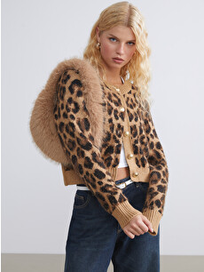 XSIDE Leopard Print Women's Knit Cardigan - W5FT52Z8-ZAQ | LC Waikiki