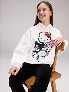 LCW Kids Hooded Hello Kitty Printed Girls' Sweatshirt - W5G053Z4