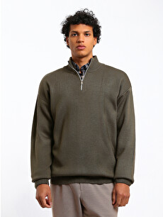 XSIDE Zippered Funnel Neck Men's Knit Sweater - W5HN90Z8-YJX | LC