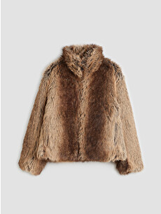 XSIDE Funnel Neck Women's Fur Coat - W5I731Z8-CTX - LC Waikiki