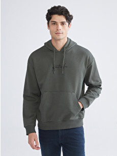 XSIDE Haki Baskılı Kapüşonlu Erkek Sweatshirt - W5IL92Z8-S4A | LCW
