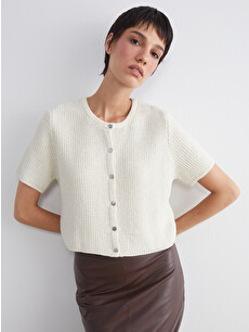 LCW ECO Crew Neck Hole-Knitted Women's Knitwear Cardigan