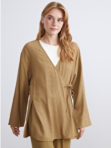 LCW Modest Haki Kruvaze Yaka Dokulu Kadın Kimono - W5JG50Z8-CTY | LCW