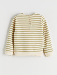 LCW Kids Haki Bebe Yaka Çizgili Kız Çocuk Sweatshirt ve Tayt