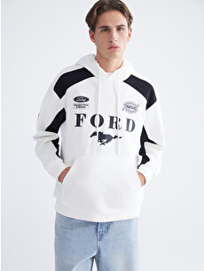 XSIDE Ford Baskılı Kanguru Cepli Erkek Hoodie - W5LG56Z8-R9J | LC