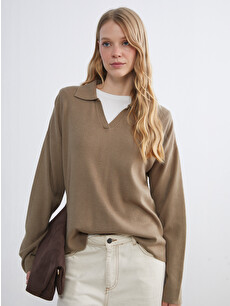 everyone コットン長袖シャツ キャメル Lサイズ LCWAIKIKI Classic Polo Yaka Kadın Triko Kazak - W5LS26Z8-D6H | LC