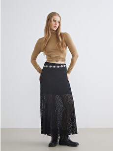 XSIDE Elastic Waist A-line Lace Skirt - W5M593Z8-CVL | LC Waikiki