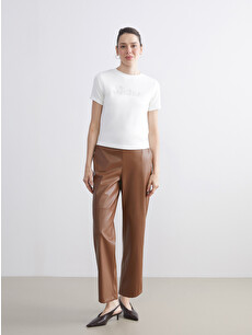 mamimi LCWAIKIKI Classic Pantaloni din Piele Ecologică cu Talie Elastică