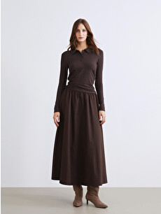LCW Modest Bej Beli Fermuarlı Kloş Etek - W5MG82Z8-ZNP | LCW