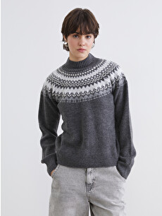 XSIDE Patterned Mock Neck Sweater - W5MT40Z8-ZKK | LC Waikiki