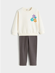 LCW Kids Floral Girls' Sweatshirt And Leggings - W5ND15Z1-FES | LC