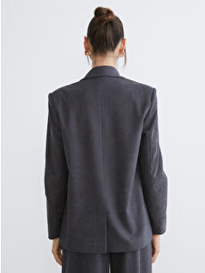 Soulife Antrasit Kruvaze Yaka Kadın Kadife Blazer Ceket - W5NE71Z8