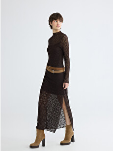 アイリーヌ XSIDE Dik Yaka Dantelli Bodycon Elbise - W5O677Z8-1VF | LCW