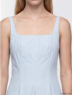 XSIDE Square Neck Fitted Waist Poplin Dress - S6V117Z8-RWQ | LC