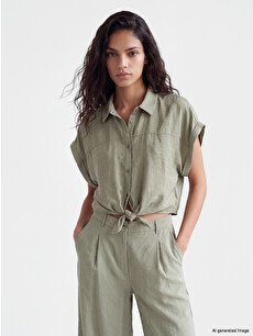 XSIDE Crop Modal Blended Women's Shirt - S6V384Z8-11G | LC Waikiki