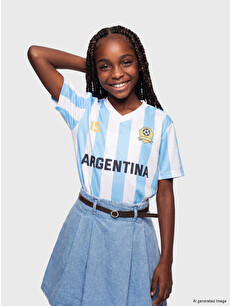 LCW Kids Argentina Printed Girls' Jersey T-shirt - S6QN33Z4-LEN