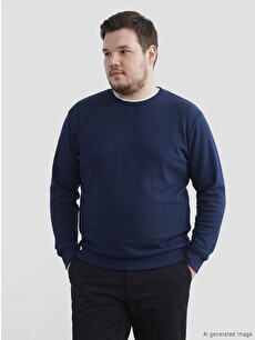 LCWAIKIKI Classic Lacivert Bisiklet Yaka Erkek Sweatshirt