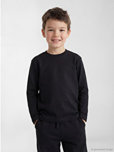 LCW Kids Siyah Bisiklet Yaka Erkek Çocuk Tişört - S61560Z1-CVL | LCW