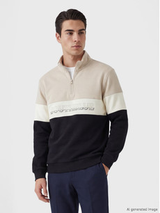 SOUTHBLUE Mock Neck Color Block Men's Sweatshirt - S63532Z8-J0B