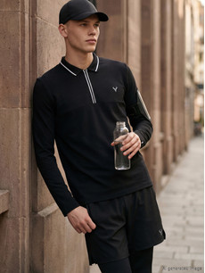 XSIDE ACTIVE Siyah Baskılı Dar & Slim Erkek Sweatshirt - S66573Z8