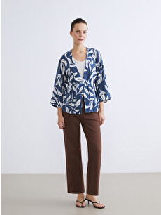 LCWAIKIKI Classic Shawl Collar Patterned Sash Women's Kimono