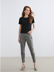 k.k✨25年3.3万Cloth&Crossシャギーストレートパンツグレー LCWAIKIKI Classic Women's Mom Fit Jean with Elastic Waistband