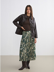 LCWAIKIKI Classic Elastic Waist Patterned Pleated Skirt - S67674Z8