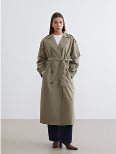 LCW Modest Women's Double-breasted Trench Coat - S68802Z8-Y7X | LC