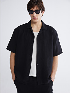 XSIDE Loose Fit Resort Collar Muslin Men's Shirt - S6AB29Z8-RQL
