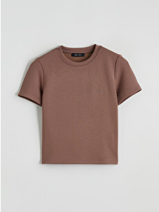 LCW Vision Women's Embroidered Soft Touch Crew Neck T-shirt