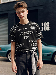 LCW Kids Siyah Erkek Çocuk New York Baskılı Tişört - S6AN09Z4-LQJ