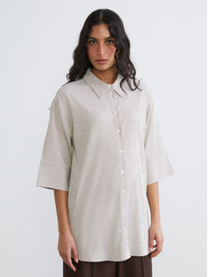 LCW Modest Striped Women's Shirt Tunic - S6AS79Z8-LEW | LC Waikiki