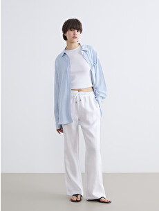 XSIDE Elastic Waist Linen Women's Trousers - S6BK50Z8-Q6K | LC Waikiki