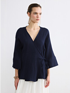LCW Vision Textured Women's Kimono With A Wrap Collar - S6DB66Z8