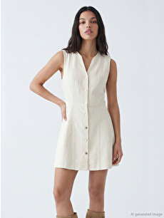 XSIDE Notch Neck A-line Mini Denim Dress - S6DC71Z8-S41 | LC Waikiki
