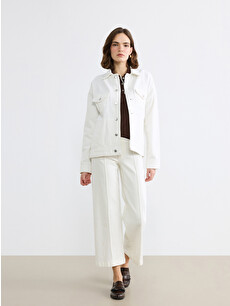 LCW Vision Gömlek Yaka Oversize Kadın Jean Ceket - S6DV66Z8-844