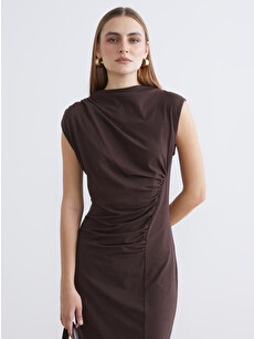shanghai ruched dress - brown Ruched Batwing Gown - Choc Gelato UK 8 | US 4