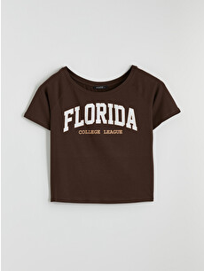 XSIDE Slash Neck Michigan Printed Women's T-shirt - S6GD60Z8-8XJ