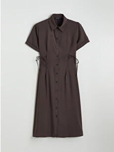 LCW Comfort Women's Fitted Waist Ruched Shirt Dress - S6H227Z8-HMK
