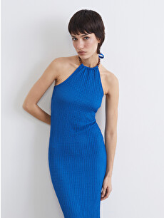 LCW Vision Halter Neck Textured Dress - S6H284Z8-JUF | LC Waikiki