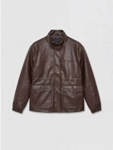 LCW Vision Mock Neck Leather Look Women's Jacket - S6IH70Z8-CT9