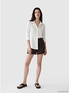 LCW Comfort Elastic Waist Textured Women's Shorts - S6IY68Z8-HSK