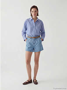 LCW Jeans Elastic Waist Belted Women's Denim Shorts - S6J657Z8-311